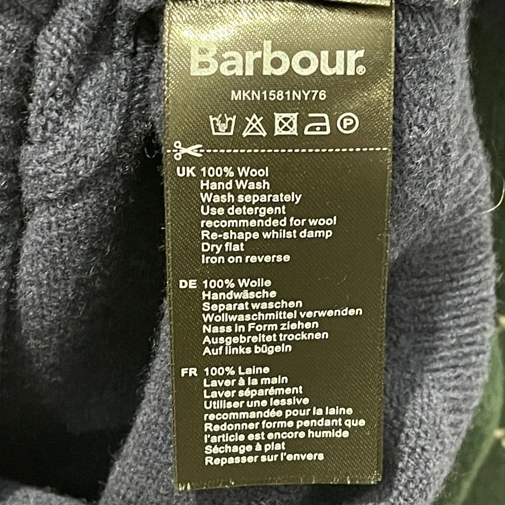 Barbour Hatfield Argyle 100% Wool Half Zip Knitted Sweater Jumper Navy Medium - Picture 8 of 11